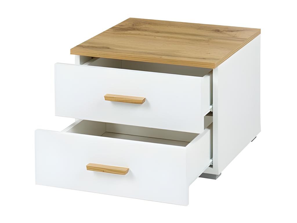 Lot de 2 tables de chevet WOOD avec 2 tiroirs Couleuris chêne et blanc alpin APCR46127