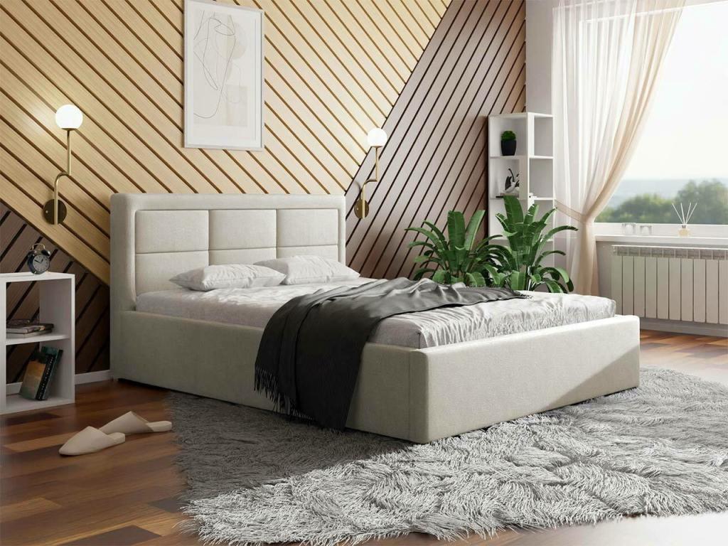 Lit Chicyla 103 Double Gris 140x200 Tapisserie Sommier à Chicyla 160x223x93cm HOWJ73176