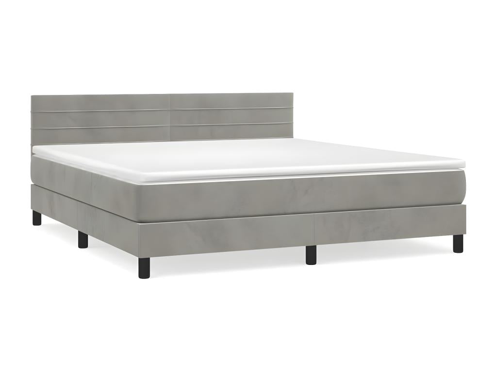Lit à sommier tapissier et matelas Gris clair 160x200 Velours 2 NSZC53031