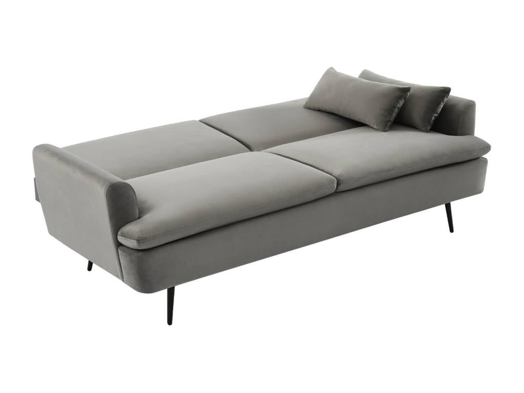 Canapé convertible- Chicyla- 2-3 places pieds métal et velours gris clair L 210 x P111 x H48cm THMG89649