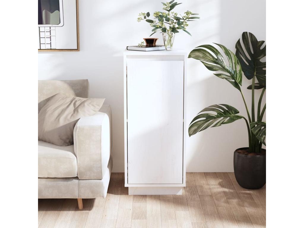 Buffet Blanc 31.5x34x75 cm Bois massif de pin EVFP29319