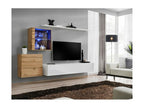 Ensemble meuble salon mural SWITCH XV design Couleuris blanc brillant et chêne Chicyla. ZRVI68254
