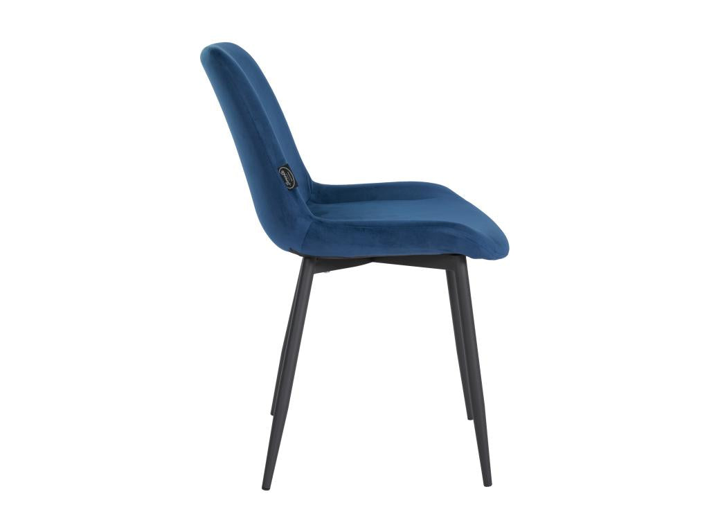 chaise salle à manger - Velours / Métal noir mat - Bleu - Victoria OAZE58754