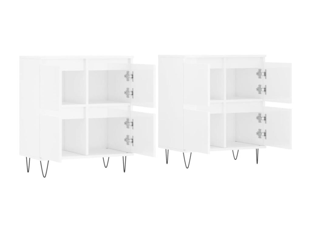 Buffets 2 pièces blanc brillant bois d'ingénierie GEQZ04283