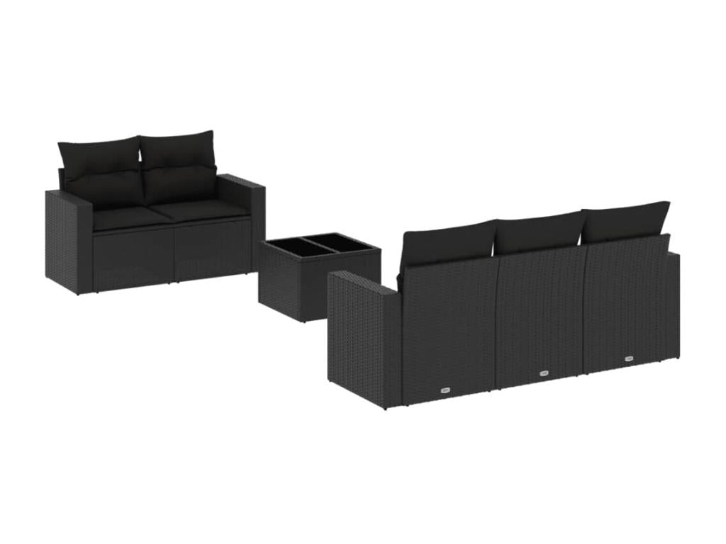 Salon de jardin 6 pcs avec coussins noir résine tressée ESGZ41101