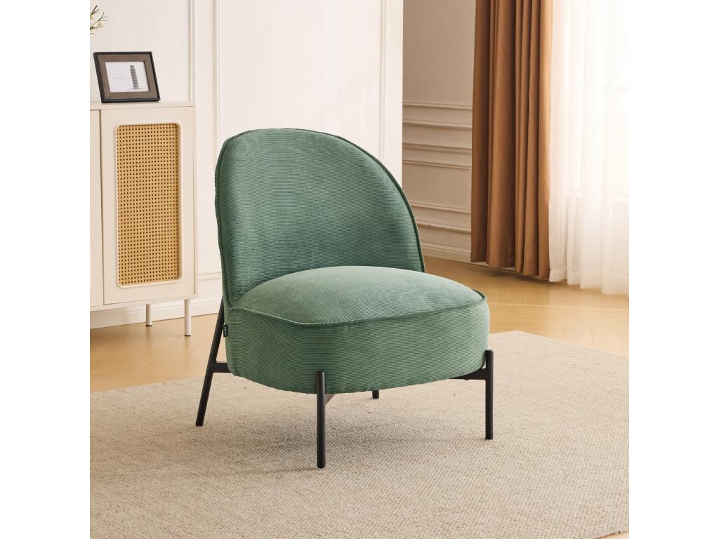Fauteuil en velours côtelé vert kaki - Chicyla FRYH06400