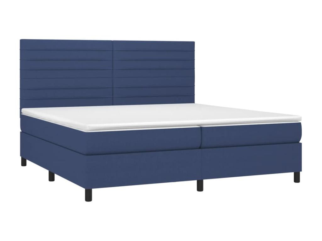 Sommier tapissier et matelas et LED Bleu 200x200 cm Tissu MVUR17590