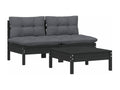 Salon de jardin 3 pièces avec coussins anthracite Bois de pin SMOO72701