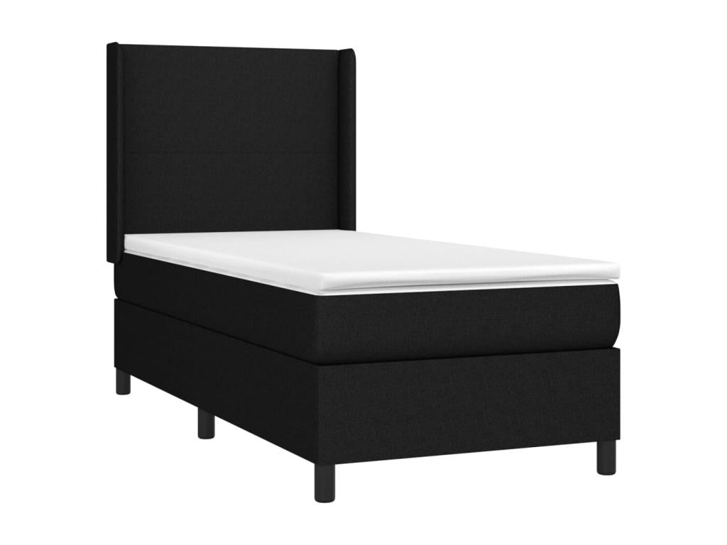 Lit à sommier tapissier avec matelas Noir 90x190 cm Tissu OFSP48155