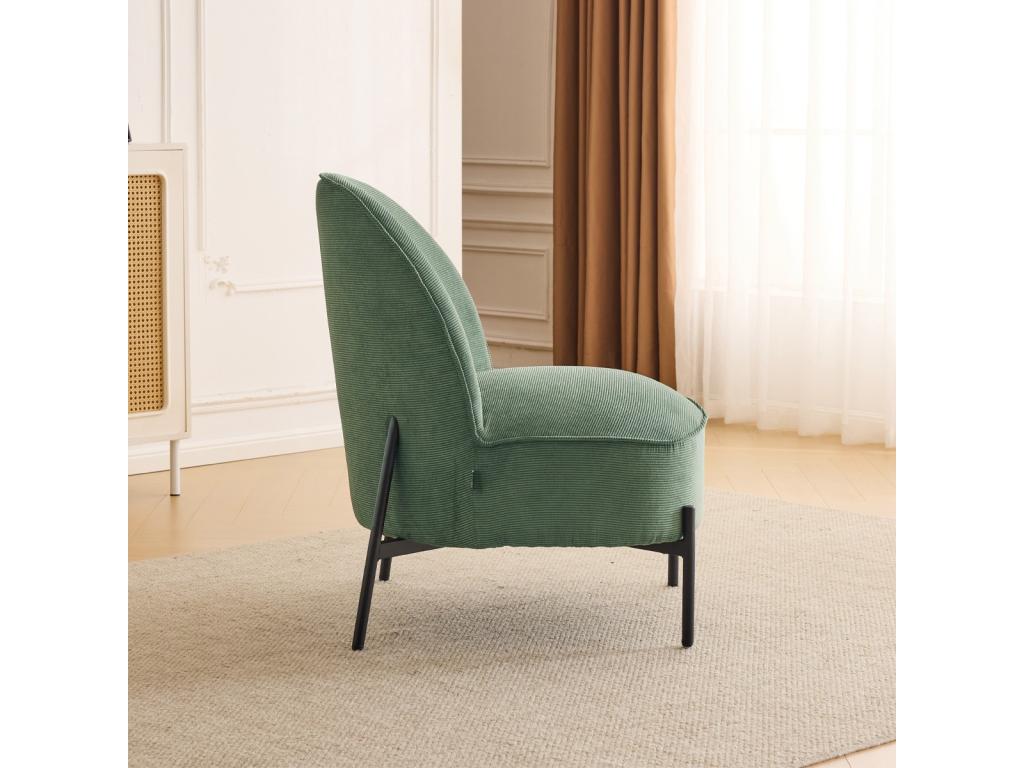 Fauteuil en velours côtelé vert kaki - Chicyla FRYH06400