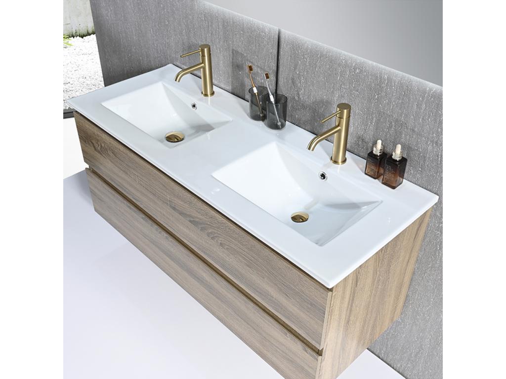Meuble salle de bain double vasque 120cm bois et miroir LED LB-8331M VCYS32732