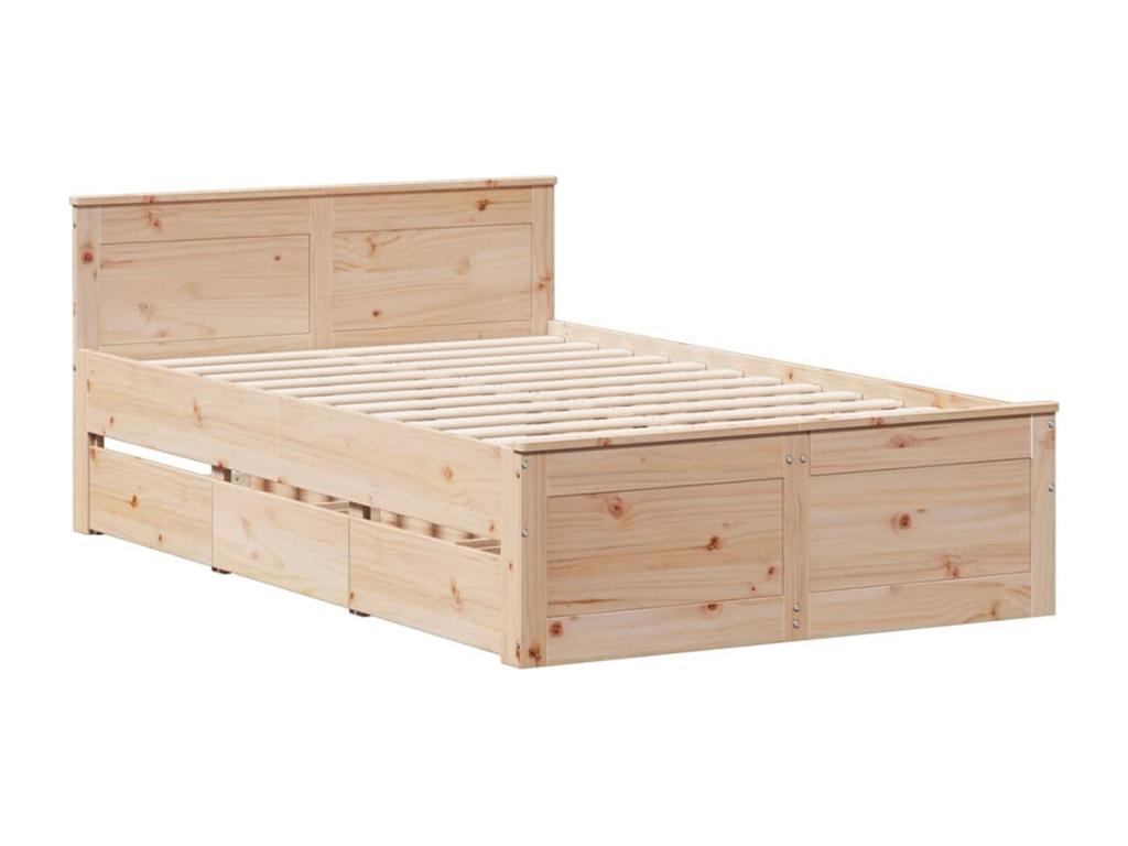 Cadre de lit sans matelas avec tête de lit 135x190 cm bois pin BKZM91968