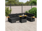 Salon de jardin 9 pcs avec coussins noir résine tressée GJZC38521