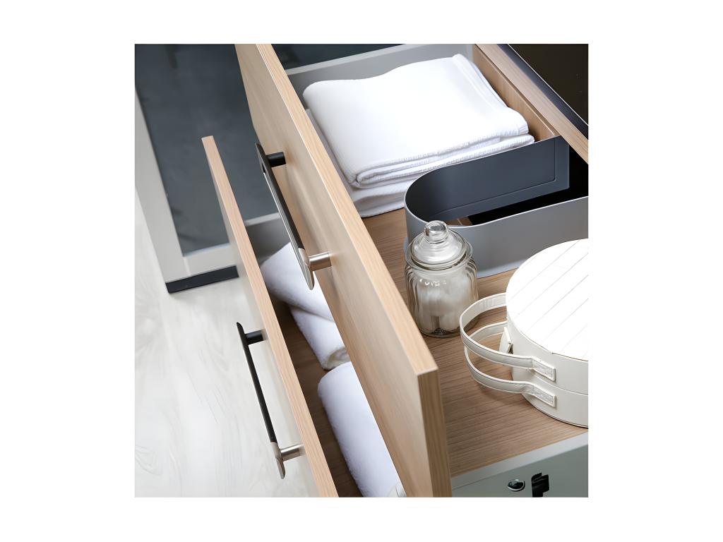 Meuble sous vasque suspendu 2 tiroirs 90 cm Bois Miroir - Chicyla - L 91 xl 46 x H 53 cm WVCA18420