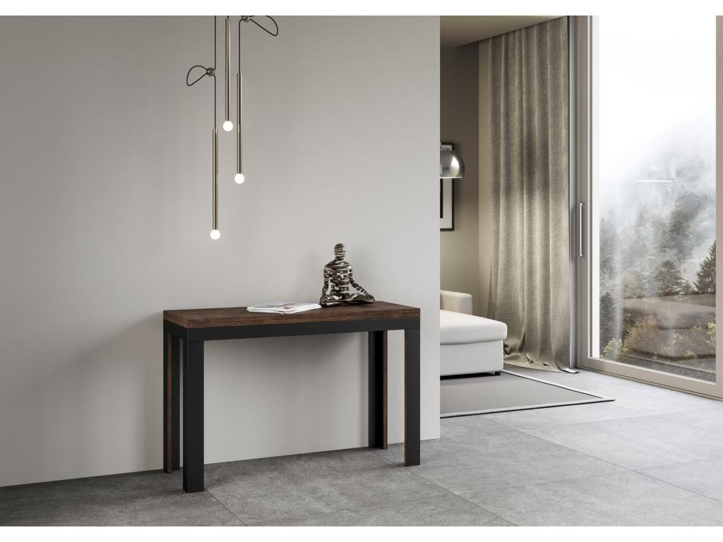 Table extensible portefeuille 120x45/90 cm Meublori Double Noyer cadre Anthracite