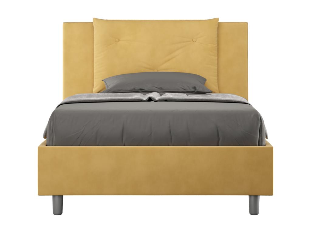 Lit 1 place et demi coffre rembourré 120x210 microfibre ocre Chicyla ZPRG69204