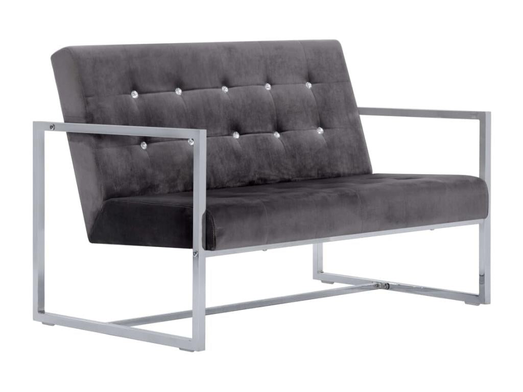 Canapé 2 places avec accoudoirs Gris foncé Chicyla et velours OTOI30453