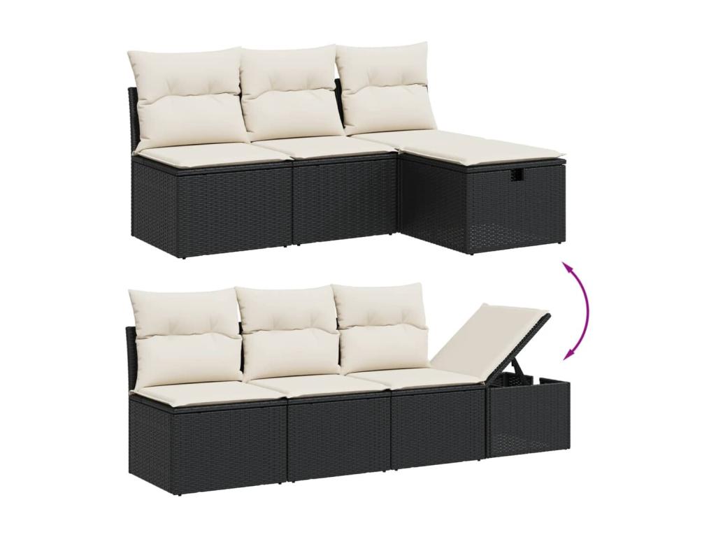 Salon de jardin 8 pcs avec coussins noir résine tressée JCEN75834