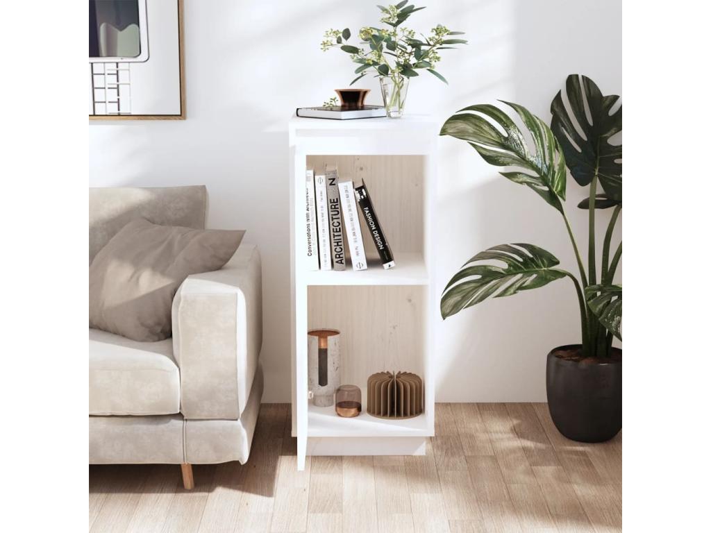 Buffet Blanc 31.5x34x75 cm Bois massif de pin EVFP29319