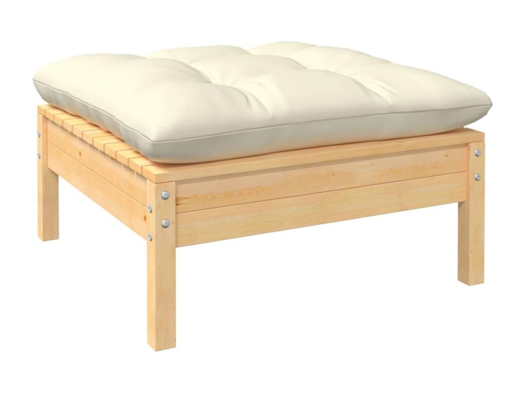 Salon de jardin 3 pcs avec coussins crème bois de pin EEYI42935