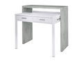Bureau Chicyla Bureau avec plateau extensible Bureau PC avec 2 tiroirs 99x36h88 cm Ciment et Blanc GFHZ83366